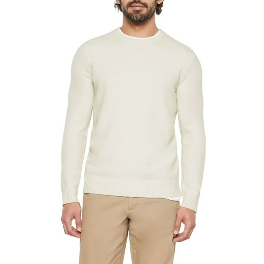 Gap Mens Crewneck Sweater XL Cream Ivory Wool Blend Pullover Raglan Sleeve